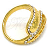 Oro Laminado Multi Stone Ring, Gold Filled Style with White Crystal, Polished, Golden Finish, 01.241.0022.08 (Size 8)