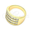 Oro Laminado Multi Stone Ring, Gold Filled Style with White Cubic Zirconia, Polished, Golden Finish, 01.346.0017.09