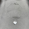 Sterling Silver Fancy Bracelet, Heart Design, Polished, Silver Finish, 03.395.0023.07