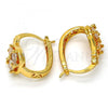 Oro Laminado Small Hoop, Gold Filled Style Teardrop Design, with White Cubic Zirconia, Polished, Golden Finish, 02.196.0068.15