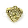 Oro Laminado Elegant Ring, Gold Filled Style Guadalupe Design, Polished, Golden Finish, 01.380.0021.09