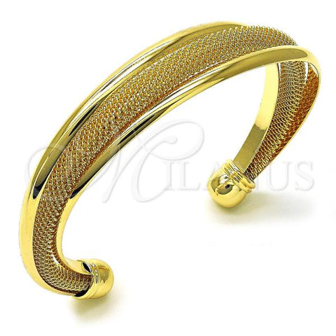 Oro Laminado Individual Bangle, Gold Filled Style Filigree and Twist Design, Polished, Golden Finish, 07.319.0006