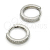 Sterling Silver Huggie Hoop, with White Micro Pave, Polished, Rhodium Finish, 02.175.0075.15