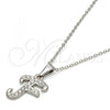 Stainless Steel Pendant Necklace, Initials and Rolo Design, with White Crystal, Polished, Steel Finish, 04.238.0005.1.18