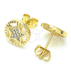 Oro Laminado Stud Earring, Gold Filled Style Star Design, with White Crystal, Polished, Golden Finish, 02.156.0395