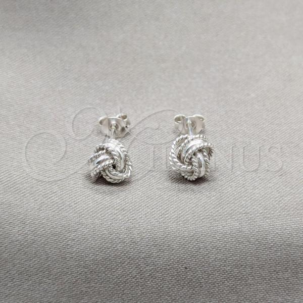 Sterling Silver Stud Earring, Love Knot Design, Polished, Silver Finish, 02.409.0031