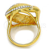 Oro Laminado Multi Stone Ring, Gold Filled Style Chunky Design, with White Crystal, Polished, Golden Finish, 01.241.0003.07 (Size 7)