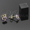 Oro Laminado Stud Earring, Gold Filled Style Love Knot Design, Purple Enamel Finish, Golden Finish, 5.126.049 *PROMO*