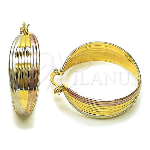 Oro Laminado Medium Hoop, Gold Filled Style Polished, Tricolor, 02.170.0521.35