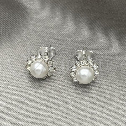 Sterling Silver Stud Earring, with Ivory Pearl, Polished, Silver Finish, 02.397.0042.06