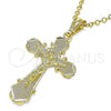 Oro Laminado Religious Pendant, Gold Filled Style Crucifix Design, Polished, Golden Finish, 05.351.0163.1