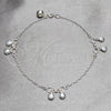 Sterling Silver Fancy Anklet, Shell Design, Polished, Silver Finish, 03.409.0147.10