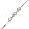 Sterling Silver Fancy Bracelet, with White Cubic Zirconia and White Micro Pave, Polished, Rhodium Finish, 03.286.0020.07