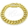 Oro Laminado Basic Bracelet, Gold Filled Style Chunky Design, with White Cubic Zirconia, Polished, Golden Finish, 03.278.0005.09