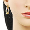 Oro Laminado Medium Hoop, Gold Filled Style Hollow Design, Diamond Cutting Finish, Tricolor, 02.213.0309.1.25