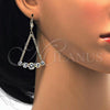Oro Laminado Dangle Earring, Gold Filled Style with White Cubic Zirconia and White Crystal, Polished, Golden Finish, 02.268.0041