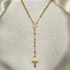 Oro Laminado Thin Rosary, Gold Filled Style Cross and Jesus Design, Polished, Golden Finish, 09.02.0062.18