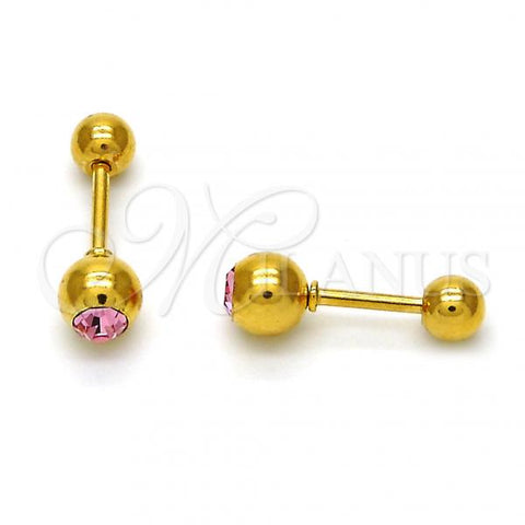 Stainless Steel Stud Earring, with Rose Crystal, Polished, Golden Finish, 02.271.0017.11