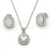 Sterling Silver Earring and Pendant Adult Set, with White Cubic Zirconia, Polished, Rhodium Finish, 10.174.0273