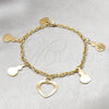 Stainless Steel Fancy Bracelet, Heart and Guitar Design, Polished, Golden Finish, 03.63.22997.08
