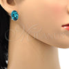 Rhodium Plated Stud Earring, with Indicolite Swarovski Crystals, Polished, Rhodium Finish, 02.239.0015