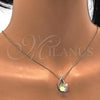 Oro Laminado Pendant Necklace, Gold Filled Style Rolo Design, with Aurore Boreale Swarovski Crystals and Aurore Boreale Pearl, Polished, Golden Finish, 04.239.0039.7.16