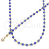 Oro Laminado Necklace and Bracelet, Gold Filled Style Evil Eye Design, Blue Resin Finish, Golden Finish, 06.63.0255.2