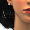 Sterling Silver Earring and Pendant Adult Set, with White Micro Pave, Polished, Rhodium Finish, 10.174.0253