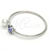 Rhodium Plated Individual Bangle, Butterfly Design, with Provence Lavander Swarovski Crystals and Ivory Pearl, Polished, Rhodium Finish, 07.239.0005.9 (03 MM Thickness, One size fits all)