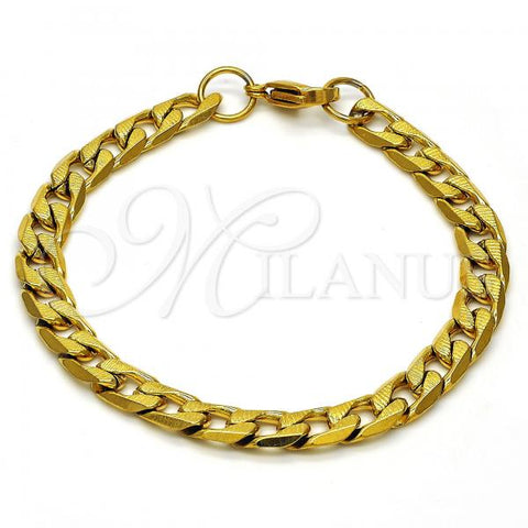 Stainless Steel Basic Bracelet, Curb Design, Polished, Golden Finish, 03.256.0018.08