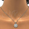Sterling Silver Earring and Pendant Adult Set, with White Cubic Zirconia and White Micro Pave, Polished, Rhodium Finish, 10.175.0036