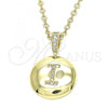 Oro Laminado Fancy Pendant, Gold Filled Style Initials Design, with White Cubic Zirconia, Polished, Golden Finish, 05.341.0009