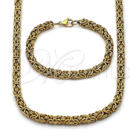 Stainless Steel Necklace and Bracelet, Polished, Golden Finish, 06.363.0063.2