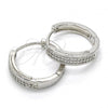 Rhodium Plated Huggie Hoop, with White Micro Pave, Polished, Rhodium Finish, 02.210.0121.1.20