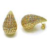 Oro Laminado Stud Earring, Gold Filled Style Teardrop and Hollow Design, Polished, Golden Finish, 02.195.0335