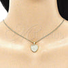 Oro Laminado Pendant Necklace, Gold Filled Style Heart Design, with White Micro Pave, Polished, Golden Finish, 04.156.0367.20