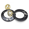 Oro Laminado Long Earring, Gold Filled Style Black Resin Finish, Golden Finish, 02.268.0073