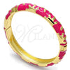 Oro Laminado Individual Bangle, Gold Filled Style Pink Enamel Finish, Golden Finish, 07.240.0002.1.05 (10 MM Thickness, Size 5 - 2.50 Diameter)