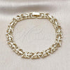 Oro Laminado Tennis Bracelet, Gold Filled Style Leaf Design, Diamond Cutting Finish, Golden Finish, 03.213.0358.07
