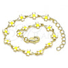 Oro Laminado Fancy Bracelet, Gold Filled Style Four-leaf Clover Design, White Enamel Finish, Golden Finish, 03.386.0009.07