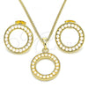 Oro Laminado Earring and Pendant Adult Set, Gold Filled Style with Ivory Pearl, Polished, Golden Finish, 10.379.0018