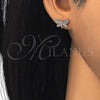 Sterling Silver Stud Earring, Butterfly Design, with White Micro Pave, Polished, Rose Gold Finish, 02.174.0079.1