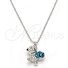 Rhodium Plated Pendant Necklace, Teddy Bear Design, with Blue Zircon and Aurore Boreale Swarovski Crystals, Black Enamel Finish, Rhodium Finish, 04.239.0041.1.16
