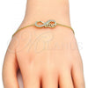 Sterling Silver Fancy Bracelet, Infinite and Love Design, with White Cubic Zirconia, Polished, Golden Finish, 03.336.0039.2.07
