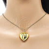 Oro Laminado Fancy Pendant, Gold Filled Style Heart and Hollow Design, Polished, Golden Finish, 05.368.0007