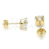 Oro Laminado Stud Earring, Gold Filled Style with White Cubic Zirconia, Polished, Golden Finish, 5.128.019