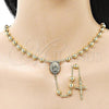Oro Laminado Medium Rosary, Gold Filled Style Caridad del Cobre and Crucifix Design, Polished, Golden Finish, 09.213.0060.24