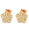 Sterling Silver Stud Earring, with White and White Cubic Zirconia, Polished, Rose Gold Finish, 02.336.0109.1