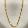 Oro Laminado Basic Necklace, Gold Filled Style Box Design, Polished, Golden Finish, 04.317.0005.18