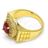 Oro Laminado Mens Ring, Gold Filled Style with Garnet Cubic Zirconia and White Micro Pave, Polished, Golden Finish, 01.266.0001.12 (Size 12)